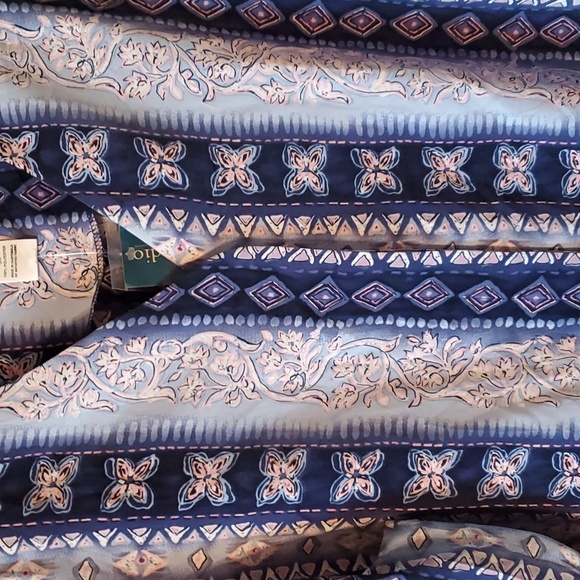 Susan Graver Studio NWT 3X V-neck button down Tunic side slits long sleeves - Picture 3 of 11